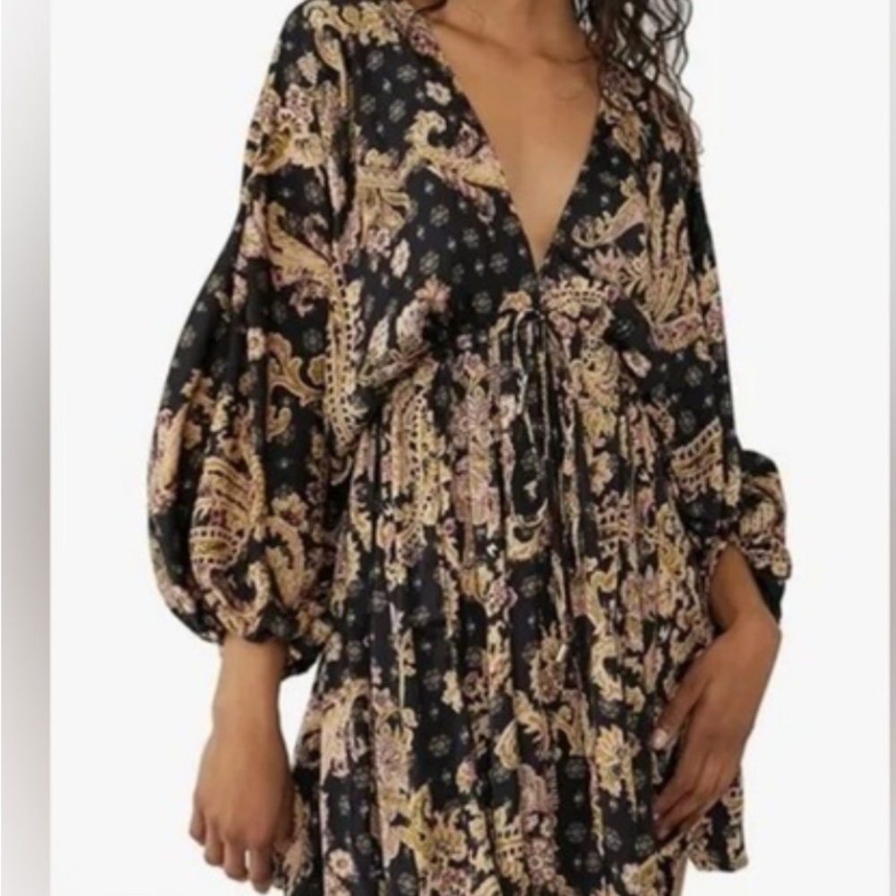 FREE PEOPLE Arzel Mini Dress black gold XS